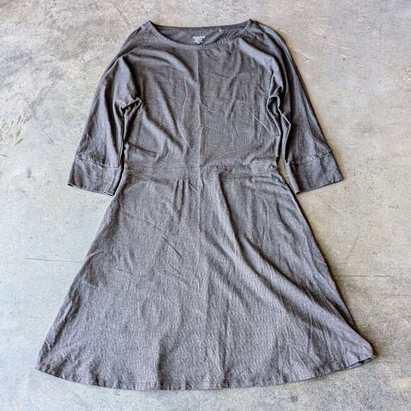 Toad&Co Dresses & Skirts - Toad&Co Brown Gray 3/4 Sleeve Fit and Flare Mizdress medium